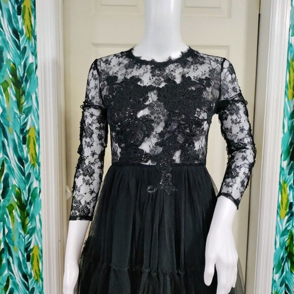 Bare.Z Black Whimsygoth Sheer Rocker Witchy Tulle Black Embelished Dress M, NWT - Picture 4 of 13